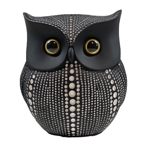 Other - Owl Debossed Resin Figurine‎ Decoration Minimalist Modern Polka Dot Black White